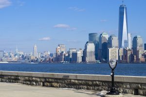view of Manhattan from ellis island