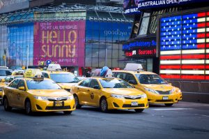 yellow taxis lined up